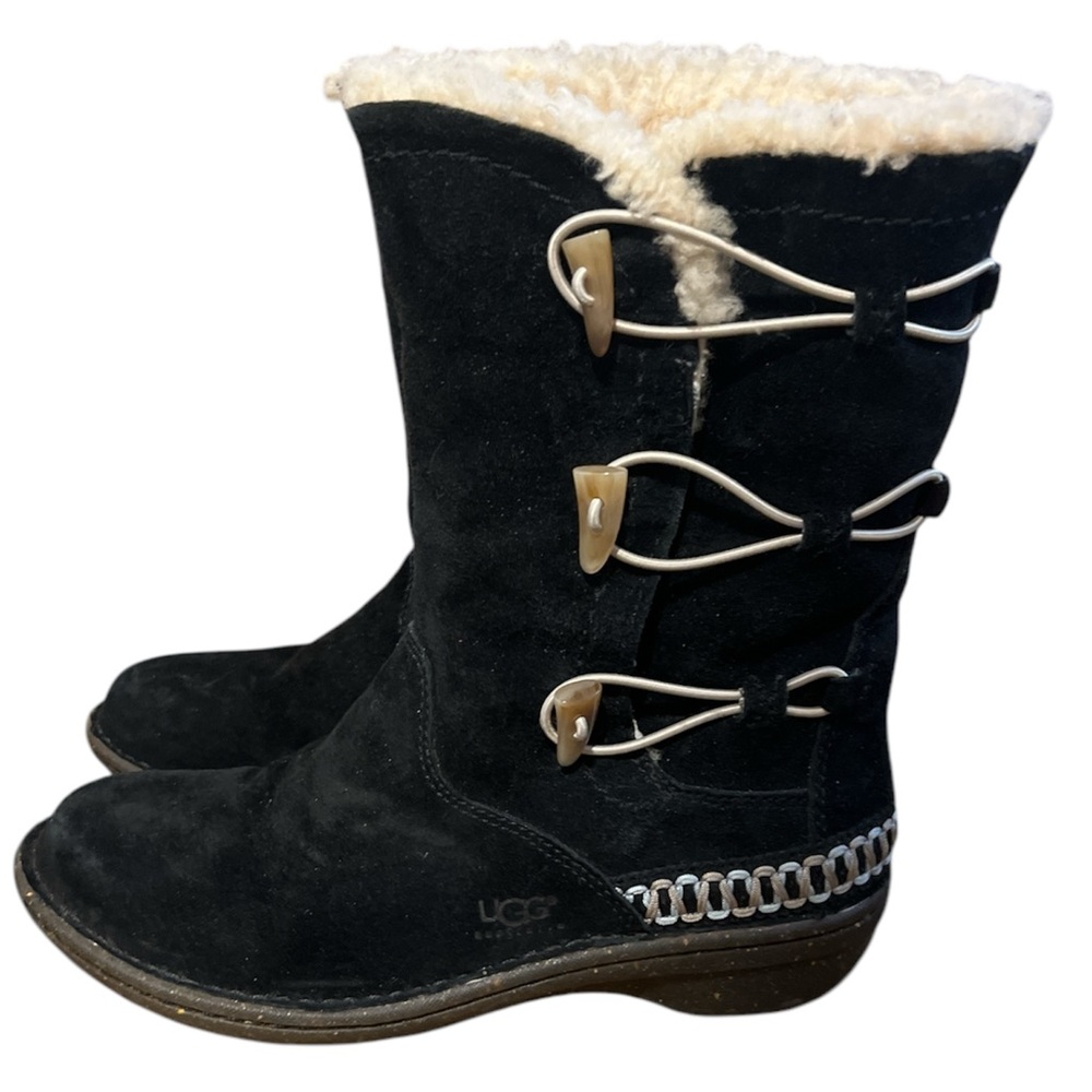 UGG Australia Kona 5183 Black Suede Sheepskin Lined Winter Boots